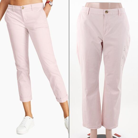 Tommy Hilfiger Rolled-Hem Straight-Leg Chino in Ballerina Pink - Picture 1 of 5